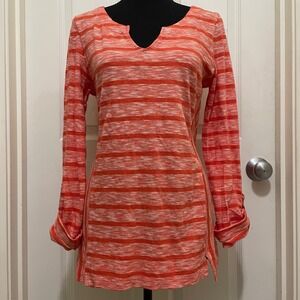 Anthropologie Postmark Striped Tunic Long Sleeve Shirt‎ Orange 100% Cotton Small